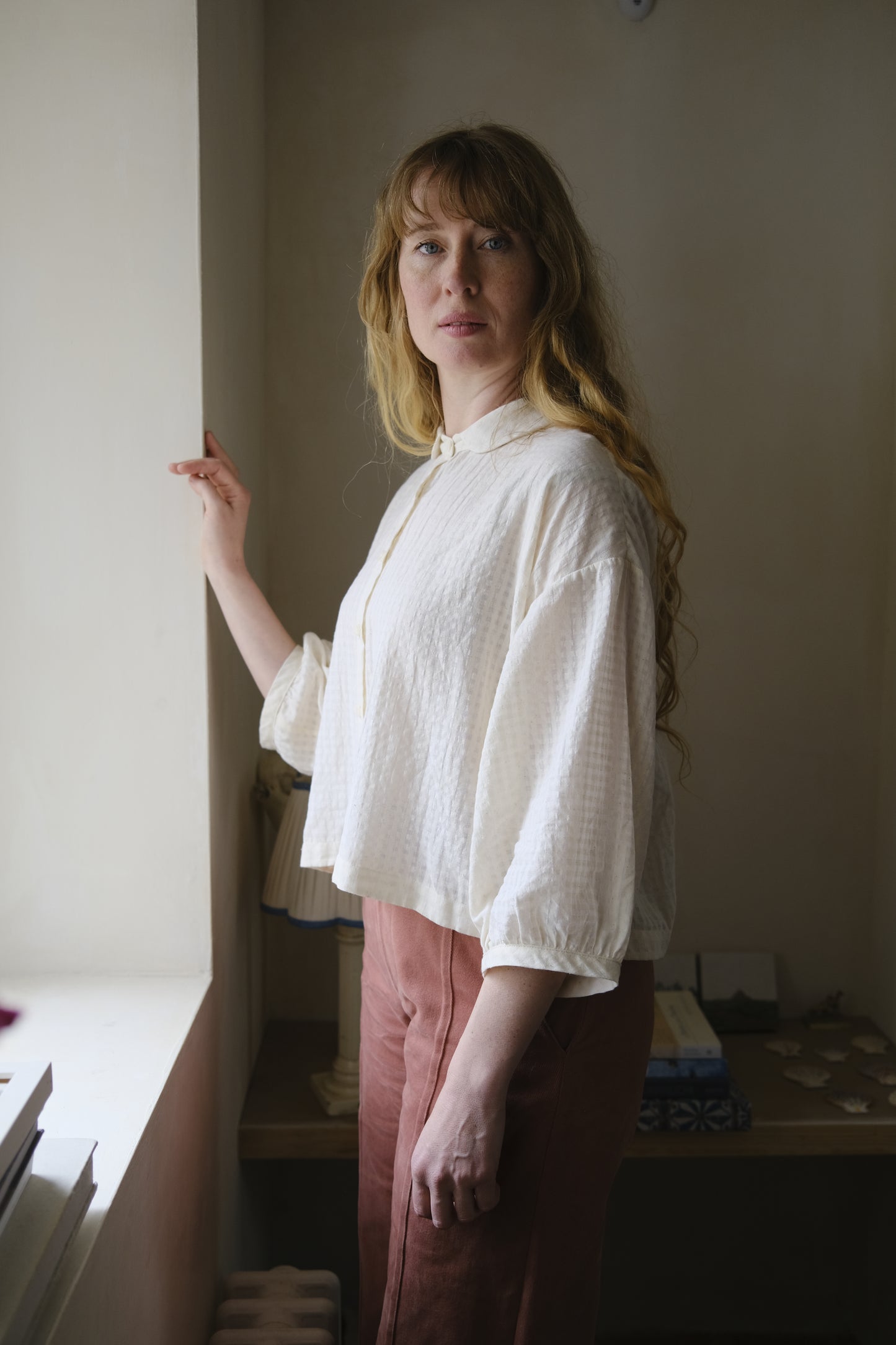 Rebecca Blouse - White Check Cotton