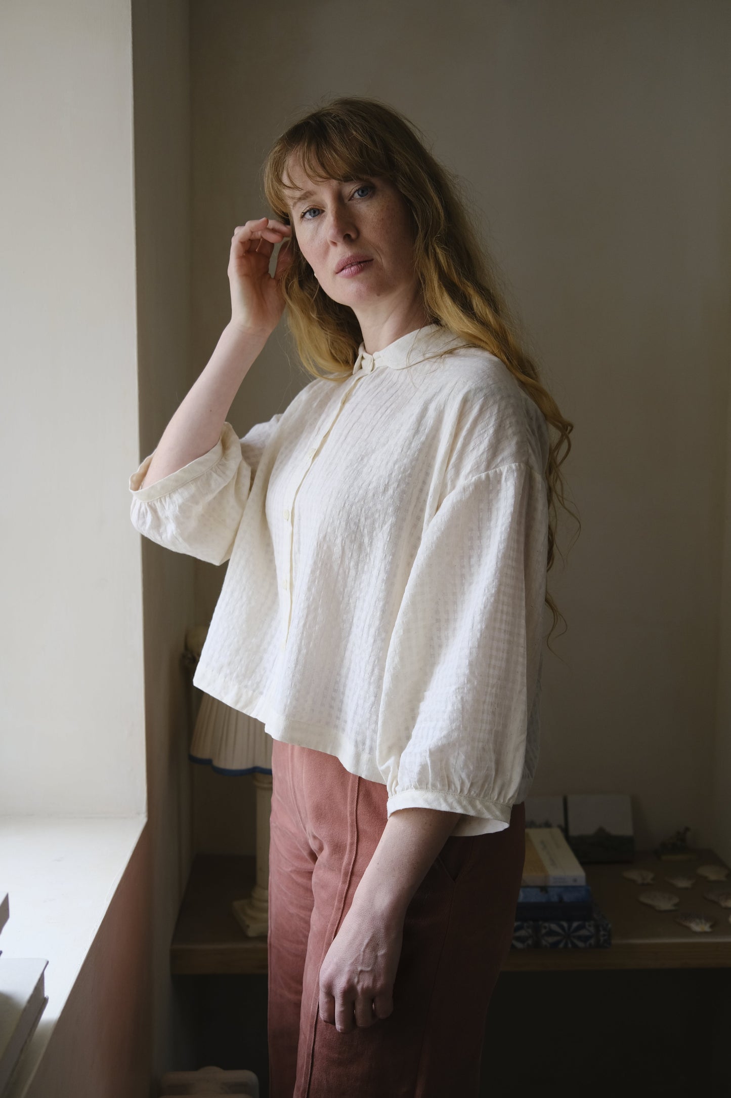 Rebecca Blouse - White Check Cotton