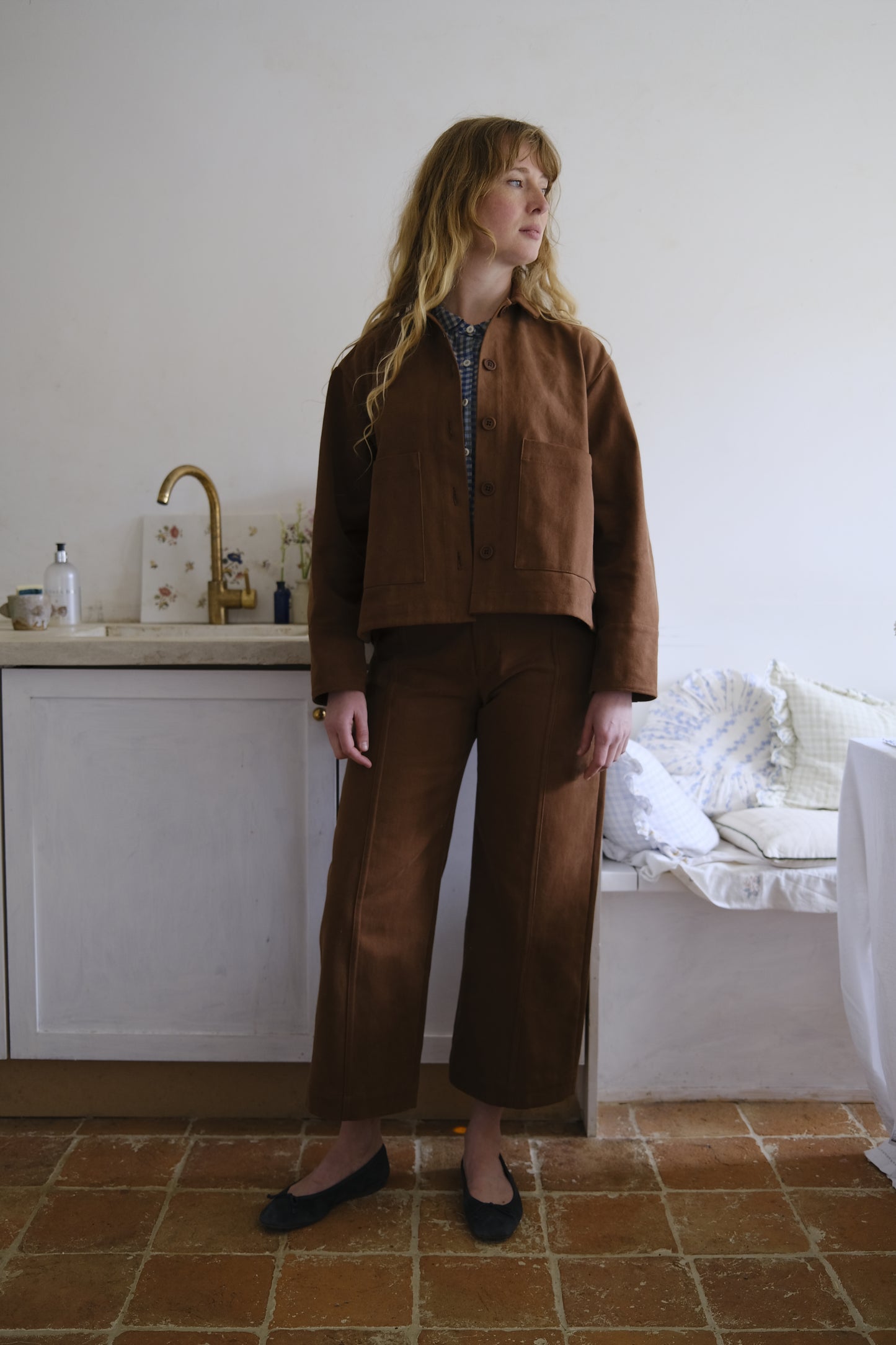 Flora Jacket - Brown Cotton Twill