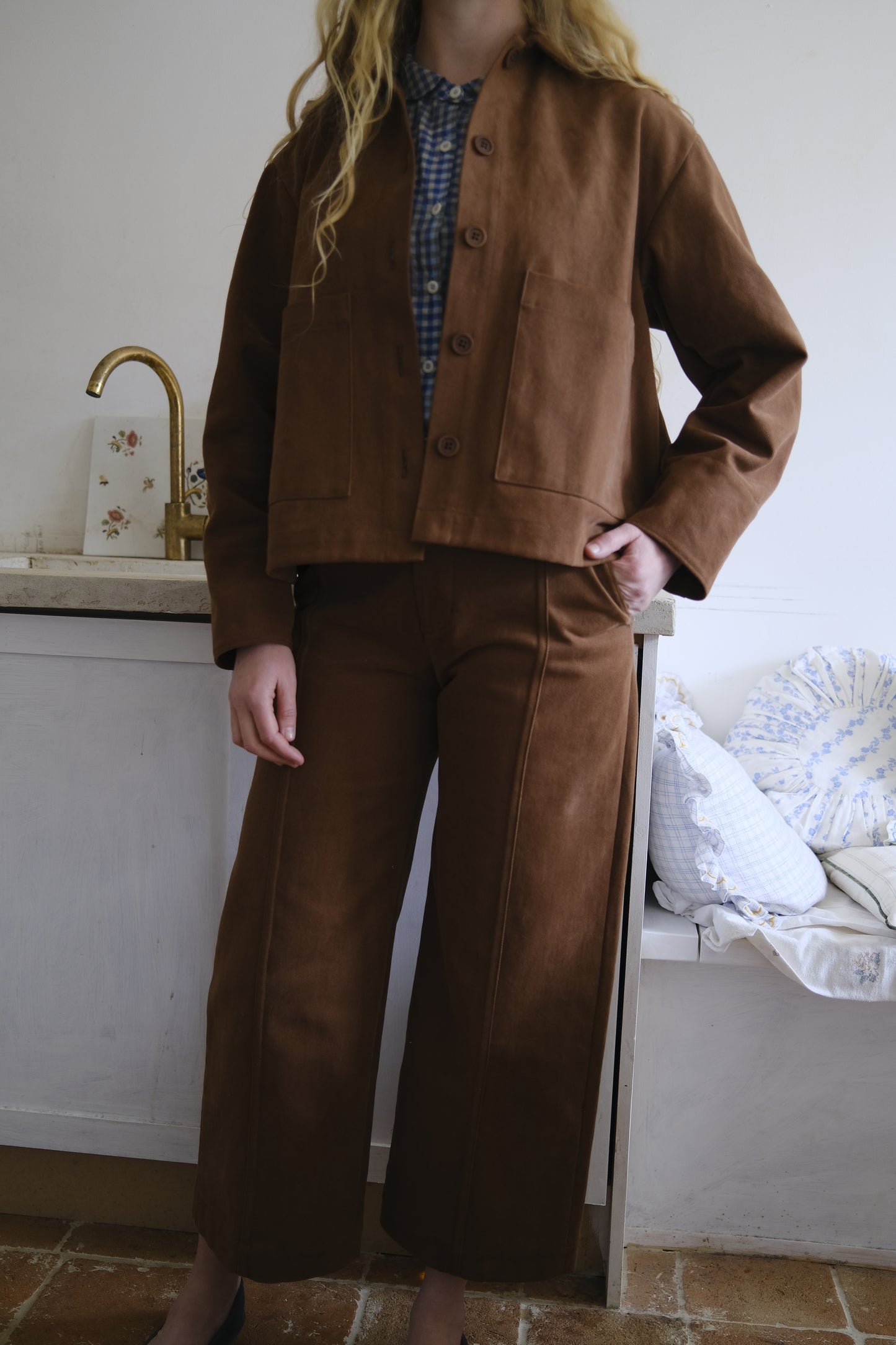 Flora Jacket - Brown Cotton Twill