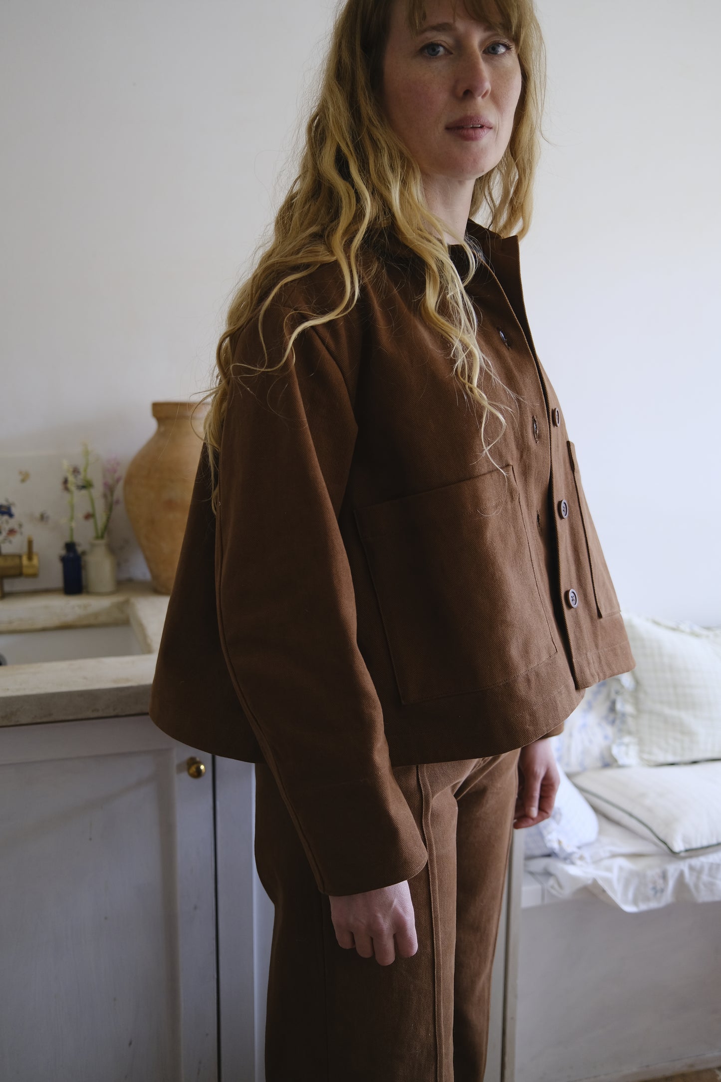 Flora Jacket - Brown Cotton Twill